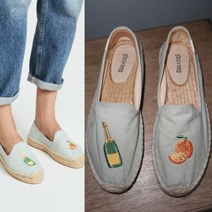 Soludos Mimosa Embroidered Wine Orange Espadrilles Slip On Flats Size 9 Jute